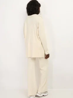 Sale La Modeuse Ensemble pantalon et cardigan en maille Beige