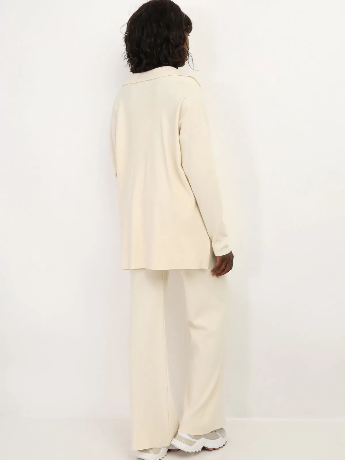 Sale La Modeuse Ensemble pantalon et cardigan en maille Beige