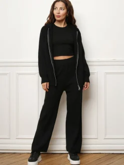 La Modeuse Ensemble pantalon et gilet zippé Noir