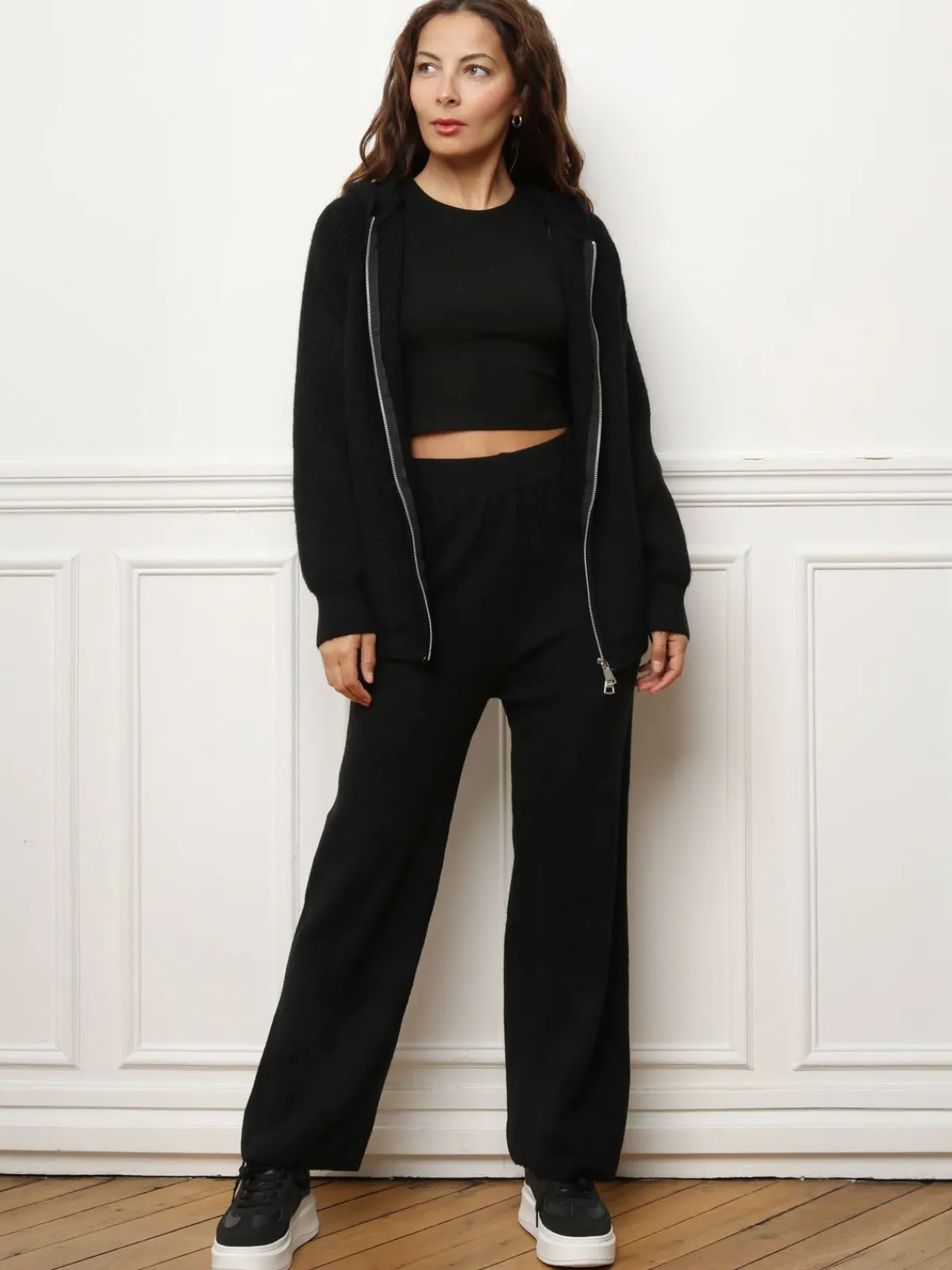 La Modeuse Ensemble pantalon et gilet zippé Noir