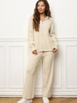 Outlet La Modeuse Ensemble pantalon et gilet zippé Beige