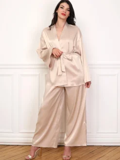 Discount La Modeuse Ensemble pantalon et kimono satinés Dorérose