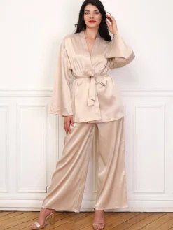 Discount La Modeuse Ensemble pantalon et kimono satinés Dorérose