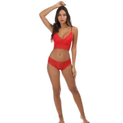 La Modeuse Ensemble  push-up bralette et culotte en dentelle Rouge