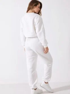 Discount La Modeuse Ensemble sweat imprimé et jogging Blanc
