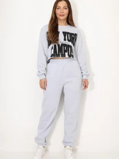 La Modeuse Ensemble sweat imprimé et jogging Gris