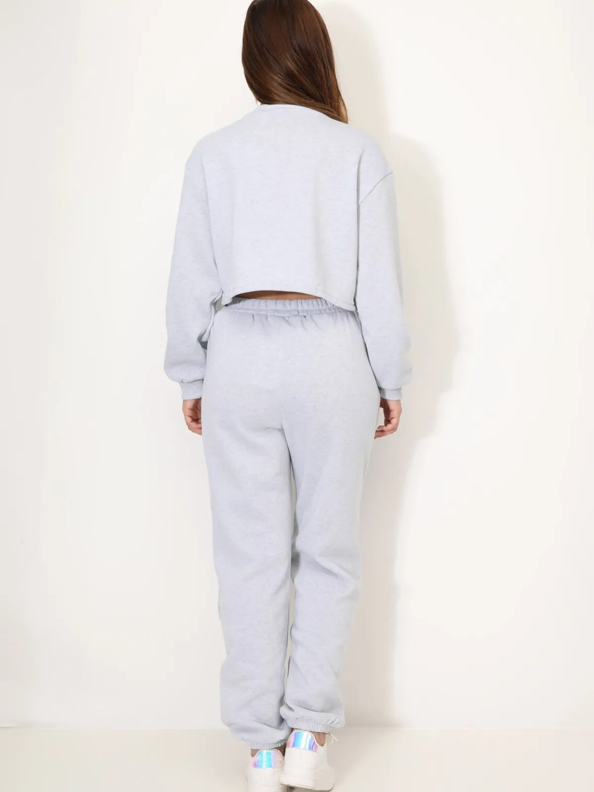 La Modeuse Ensemble sweat imprimé et jogging Gris