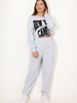 La Modeuse Ensemble sweat imprimé et jogging Gris
