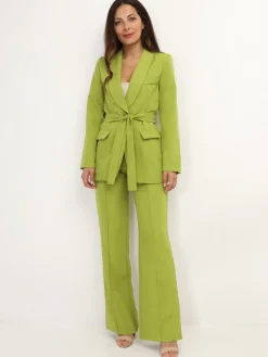 Discount La Modeuse Ensemble tailleur ample ceinturé VertOlive