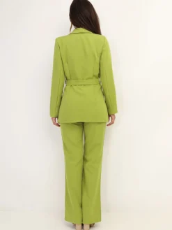 Discount La Modeuse Ensemble tailleur ample ceinturé VertOlive