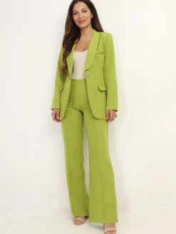 Discount La Modeuse Ensemble tailleur ample ceinturé VertOlive