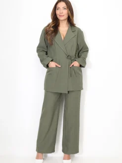 La Modeuse Ensemble tailleur croisé à nouer Kaki