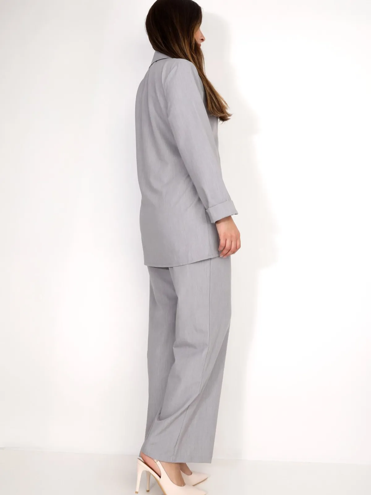 Online La Modeuse Ensemble tailleur croisé à nouer Gris