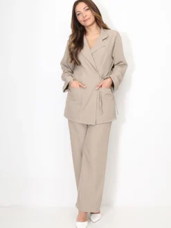 Best La Modeuse Ensemble tailleur croisé à nouer Taupe