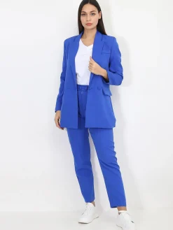 Outlet La Modeuse Ensemble tailleur droit Bleu