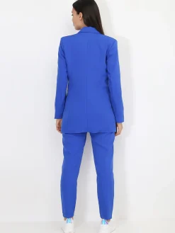 Outlet La Modeuse Ensemble tailleur droit Bleu