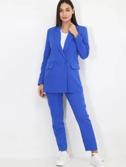 Outlet La Modeuse Ensemble tailleur droit Bleu
