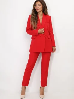 Discount La Modeuse Ensemble tailleur droit Rouge