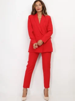 Discount La Modeuse Ensemble tailleur droit Rouge