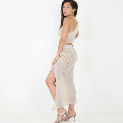 Discount La Modeuse Ensemble top et jupe en crochet Beige