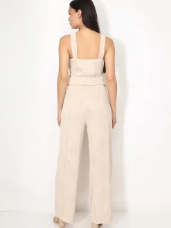 Sale La Modeuse Ensemble top et pantalon en relief Beige