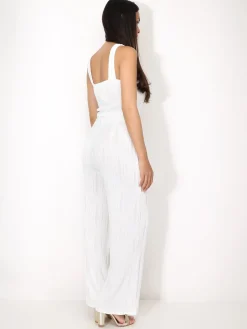 Online La Modeuse Ensemble top et pantalon en relief Blanc