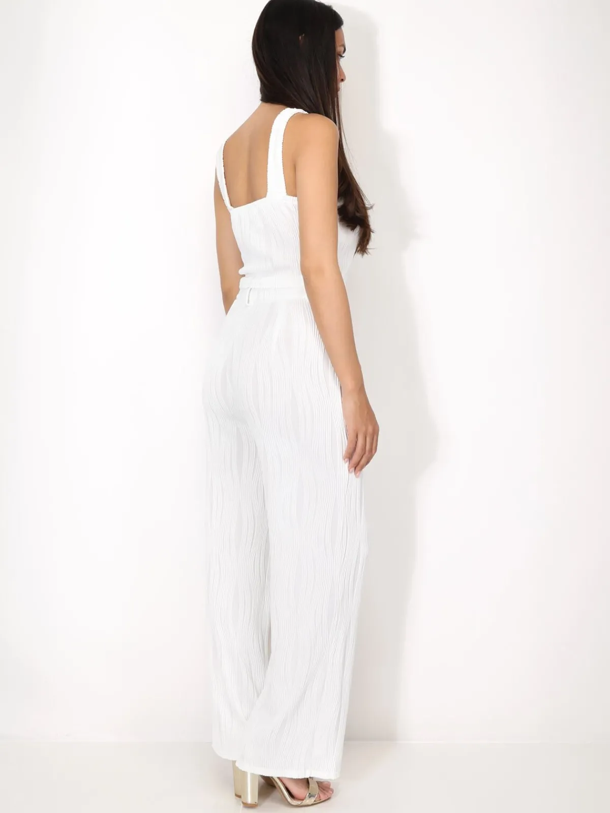 Online La Modeuse Ensemble top et pantalon en relief Blanc