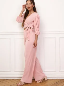 Online La Modeuse Ensemble top pantalon plissés et satinés VieuxRose