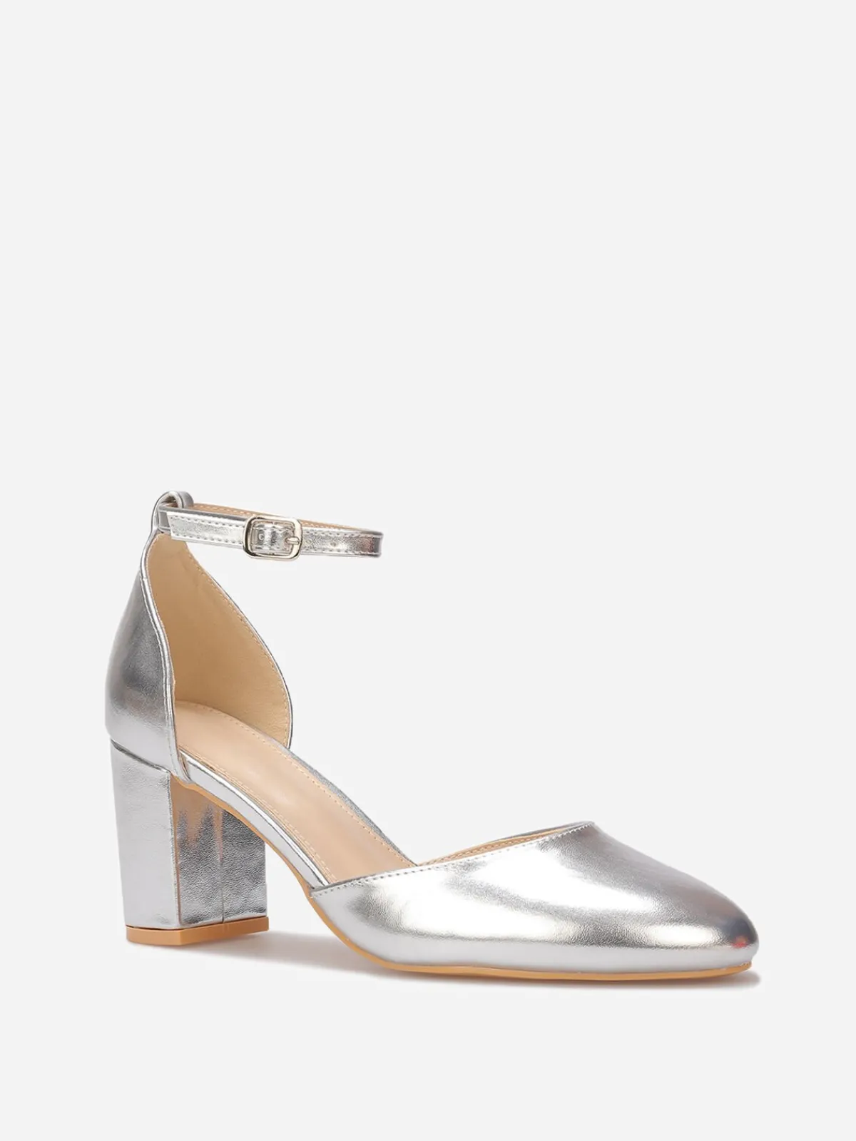 Discount La Modeuse Escarpins à bout arrondi et bride Argenté