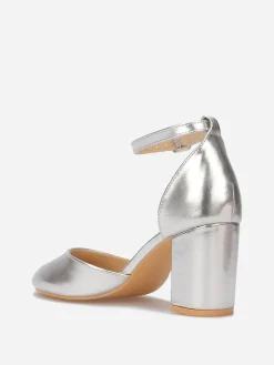 Discount La Modeuse Escarpins à bout arrondi et bride Argenté