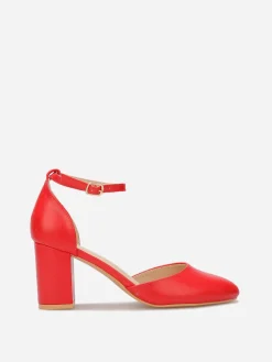 Online La Modeuse Escarpins à bout arrondi et bride Rouge