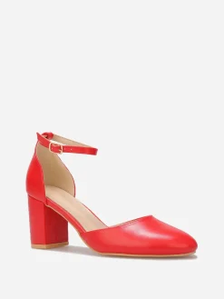 Online La Modeuse Escarpins à bout arrondi et bride Rouge
