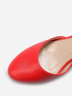 Online La Modeuse Escarpins à bout arrondi et bride Rouge