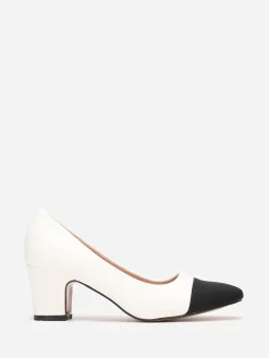 Online La Modeuse Escarpins à bout rond en tissu Blanc