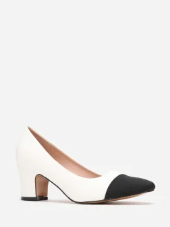Online La Modeuse Escarpins à bout rond en tissu Blanc