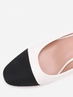 Online La Modeuse Escarpins à bout rond en tissu Blanc