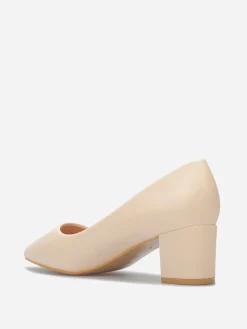 Clearance La Modeuse Escarpins à talon carré Beige
