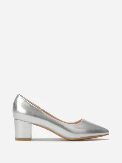 Outlet La Modeuse Escarpins à talon carré Argenté