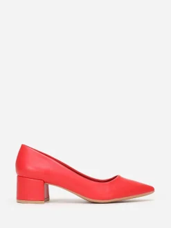 Hot La Modeuse Escarpins  à talon large et carré Rouge