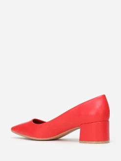 Hot La Modeuse Escarpins  à talon large et carré Rouge
