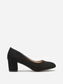 Discount La Modeuse Escarpins arrondis en suédine grandes tailles Noir