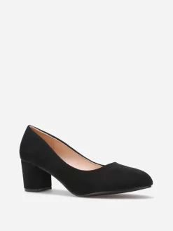 Discount La Modeuse Escarpins arrondis en suédine grandes tailles Noir