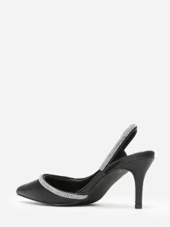 Discount La Modeuse Escarpins asymétriques à strass Noir