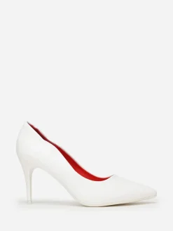 Discount La Modeuse Escarpins asymétriques à talon verni Blanc