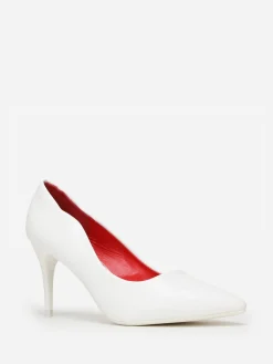 Discount La Modeuse Escarpins asymétriques à talon verni Blanc