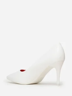 Discount La Modeuse Escarpins asymétriques à talon verni Blanc
