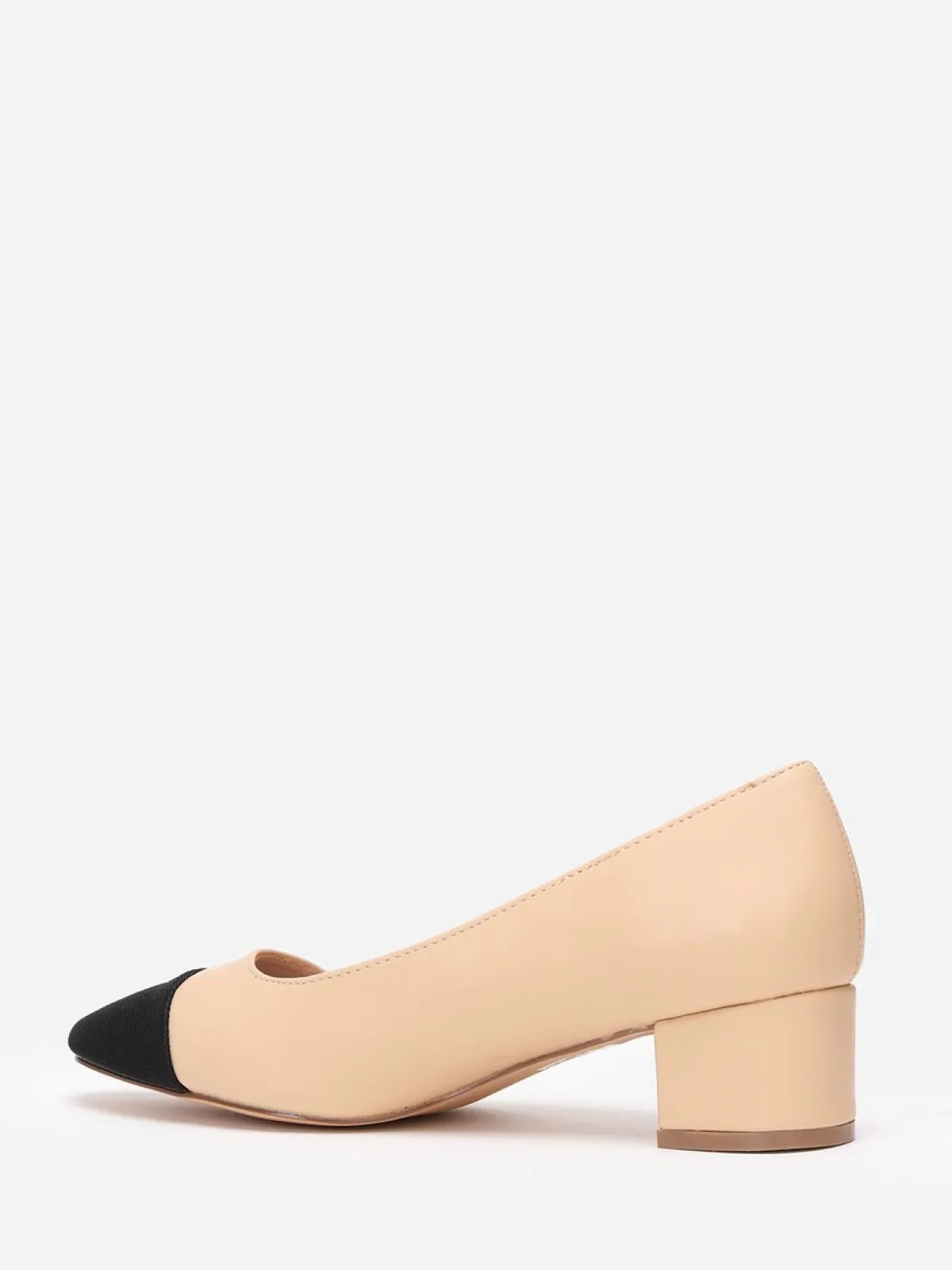 Best La Modeuse Escarpins bicolores s avec bout noir en tissu Beige