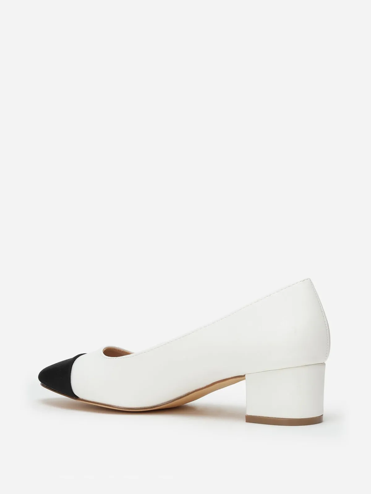 Sale La Modeuse Escarpins bicolores s avec bout noir en tissu Blanc