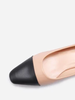 Discount La Modeuse Escarpins bi-matières à bout carré grandes tailles Beige