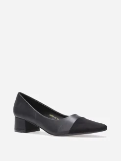 La Modeuse Escarpins bi-matières à bout carré grandes tailles Noir